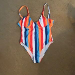 Striped one piece swimsuit